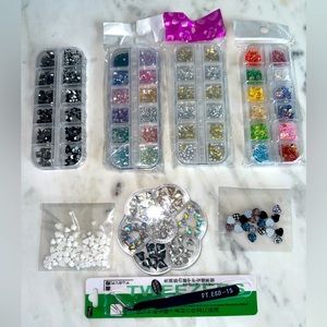 ❗️SOLD❗️Nail Design Bundle, Rhinestones, Metallic Shapes, Multi Sequins, Tweezer